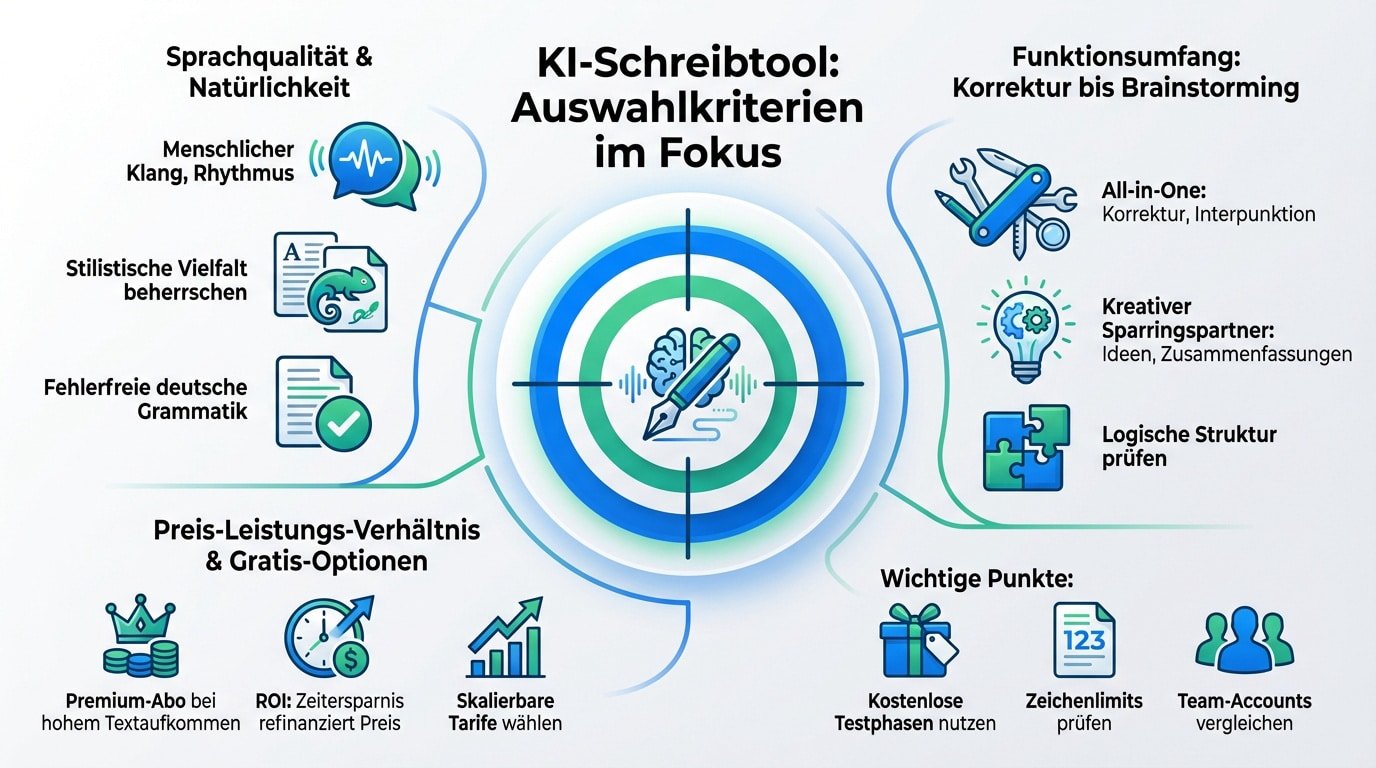 Kriterien zur Auswahl eines hochwertigen KI-Schreibtools für professionelle Texte
