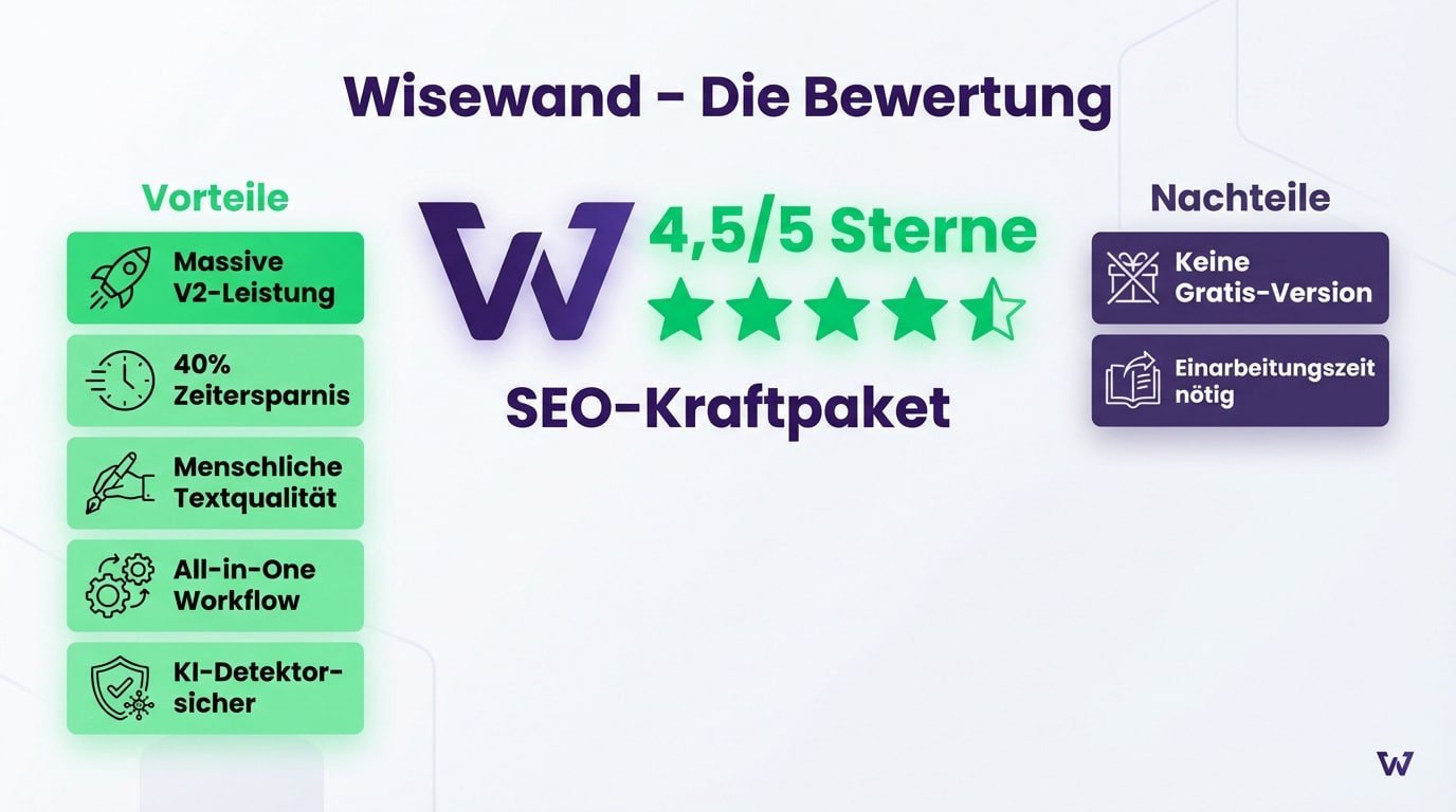 Wisewand Bewertung 4,5 Sterne und SEO Kraftpaket