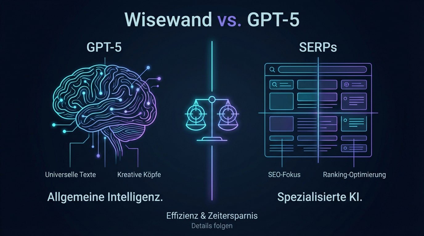 Vergleich zwischen Wisewand SEO-KI und GPT-5 Sprachmodell f&uuml;r Content-Erstellung